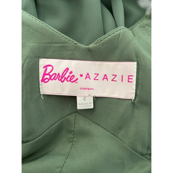 Barbie Azazie A-Line Chiffon Bridesmaid Dress Eucalyptus With Spaghetti Straps - Picture 8 of 9
